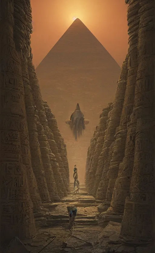 Prompt: the mummy, egypt, pyramid, bioluminance, treasure, greenery, brush strokes, heavy paint, portrait, rim light, fresh colors, gradients, highly detailed, digital illustration, concept art, smooth, sharp focus, pleasing aesthetics, josan gonzalez, michael dante dimartino, simon stalenhag, print