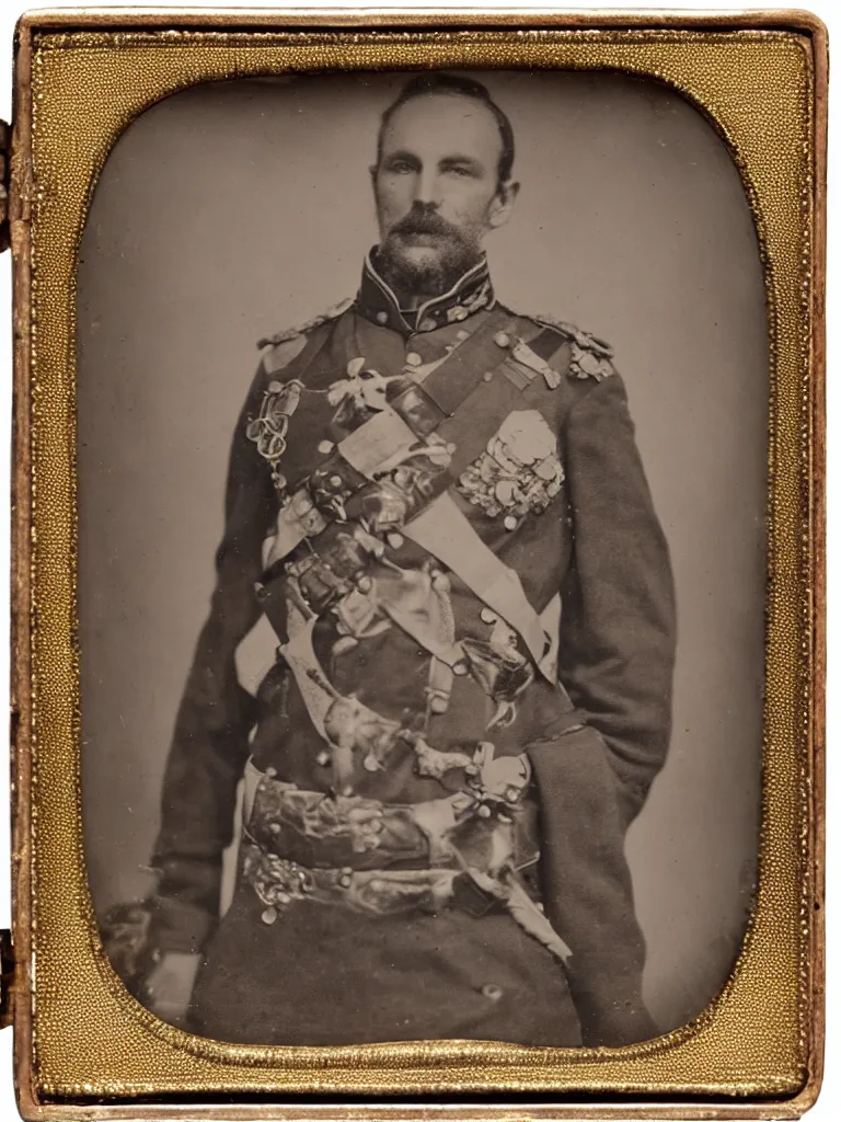 Prompt: Arnold Rimmer, 19th century military uniform, daguerreotype