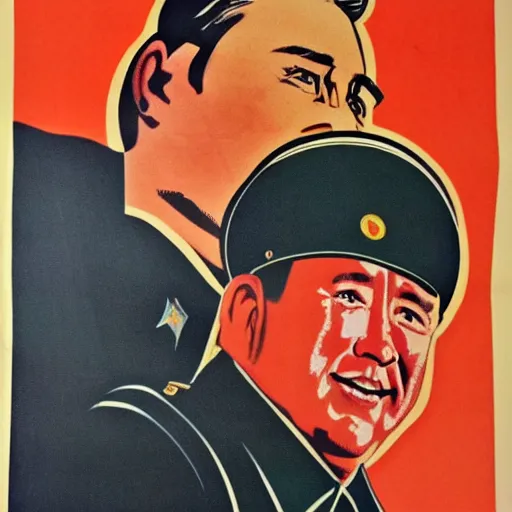 Image similar to communist propaganda poster portraying Tim Allen wearing a North Korean military officer uniform, 8k, very intricate, very detailed, inspiring,