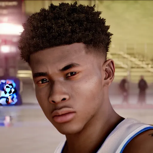 Prompt: a videogame still of NBA YoungBoy in Tekken 7, portrait, 40mm lens, shallow depth of field, close up, split lighting, cinematic