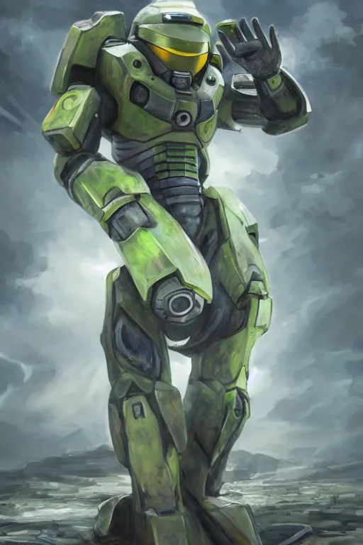 Image similar to magnemite pokemon playing as master chief, oil on canvas, intricate, 8 k highly professionally detailed, hdr, cgsociety