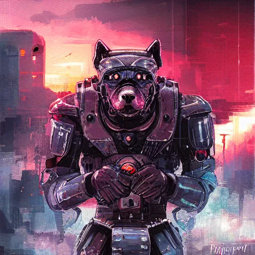 Image similar to cyber dog panzerwolf from steel, by ian pesty and alena aenami