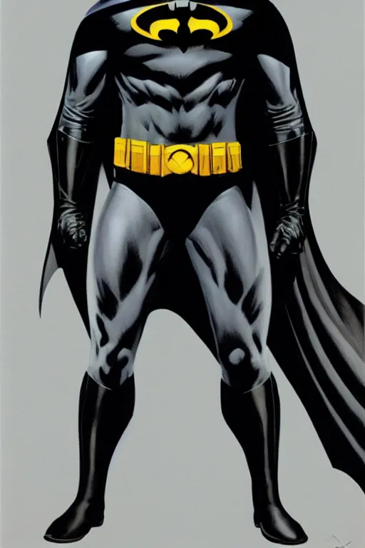 Image similar to full body batman character design by Alex Ross, white background