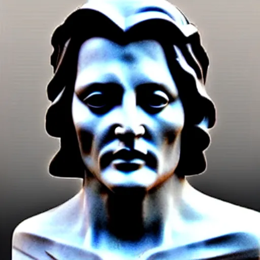 Image similar to johnny depp as a greek marble statue