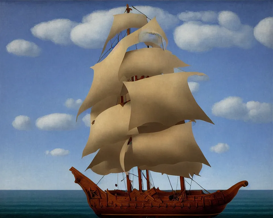 Image similar to a pirate ship in a bottle by raphael, hopper, and rene magritte. detailed, proportional, romantic, enchanting, trending on artstation