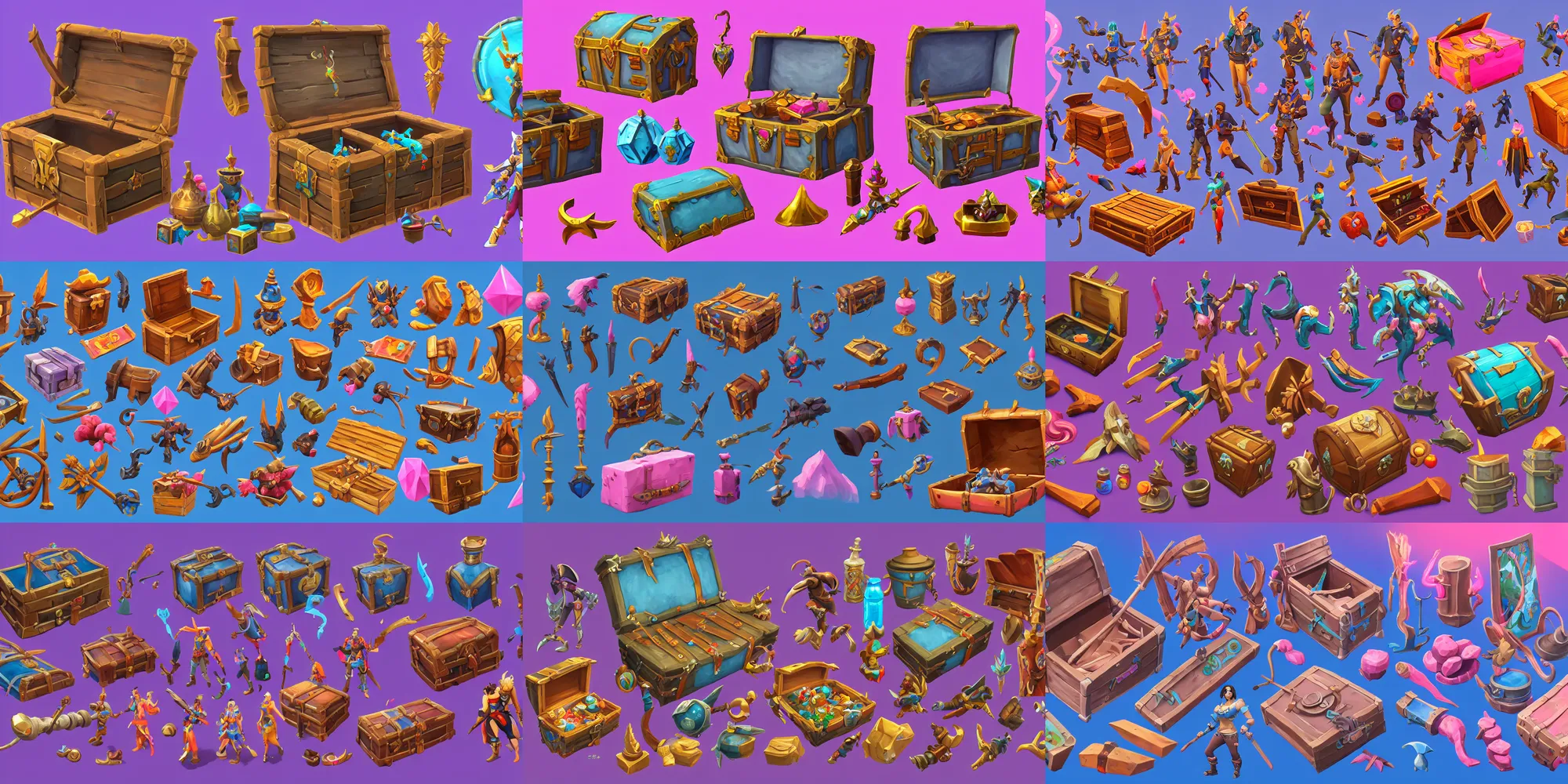 Prompt: game asset of the sims treasure chest, in gouache detailed paintings, props, stylized, 2 d sprites, kitbash, arcane, overwatch, blue and pink color scheme, 8 k, close up