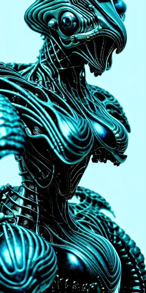 Prompt: star base, legendary dragon, iris van herpen, beautiful woman, perfect body, full body shot, helmet on face, inflateble shapes, masterpiece, guyver, giger, biomechanical details, denis villeneuve, movie still, cinestill, bokeh, artstation