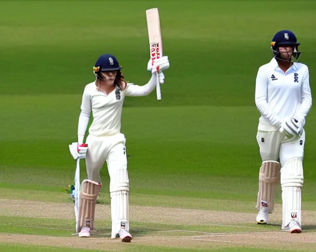 Prompt: emma watson opens the batting for england at lords, cricket