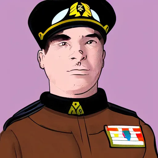 Image similar to id photo of a space officer in military outfit, digital painting