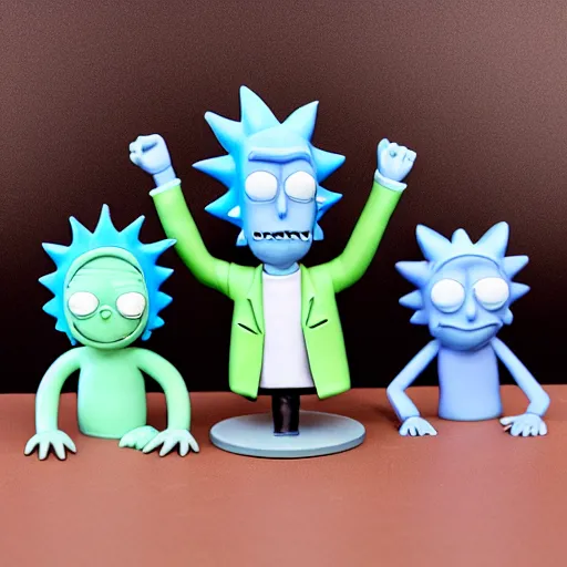 Image similar to Rick and Morty clay figures