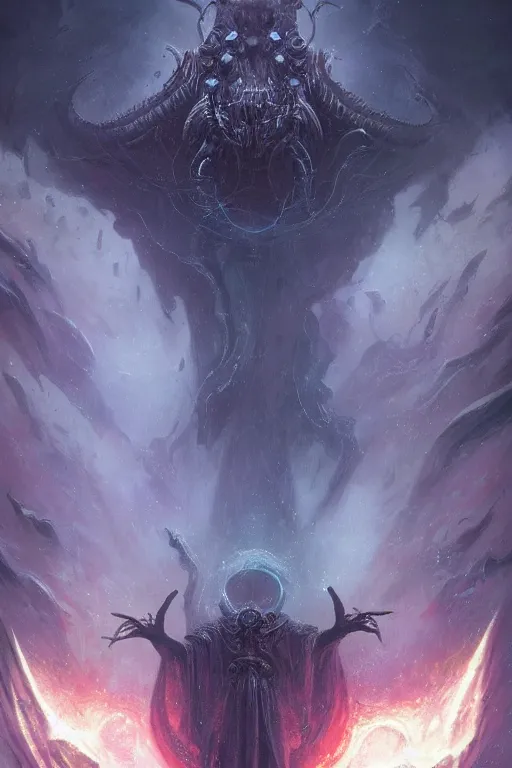 Image similar to great old one, eldritch god, deity, god, cosmic, nightmare, outer space, aliens, digital art, magic the gathering, mtg, by greg rutkowski, trending on artstation