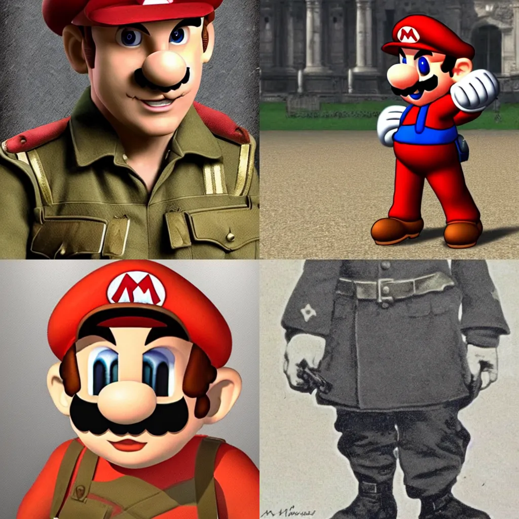 Prompt: mario as a world war 1 soldier