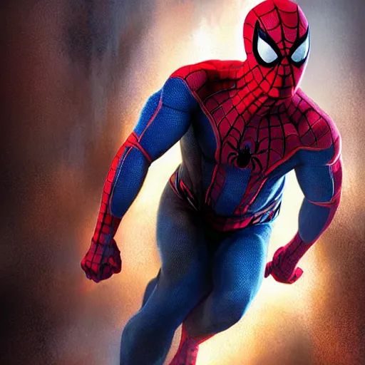 Image similar to ryan reynolds as spider - man, wearing a black and blue suit, cinematic, volumetric lighting, f 8 aperture, cinematic eastman 5 3 8 4 film, photorealistic by greg rutkowski, by stanley artgerm, by alphonse mucha