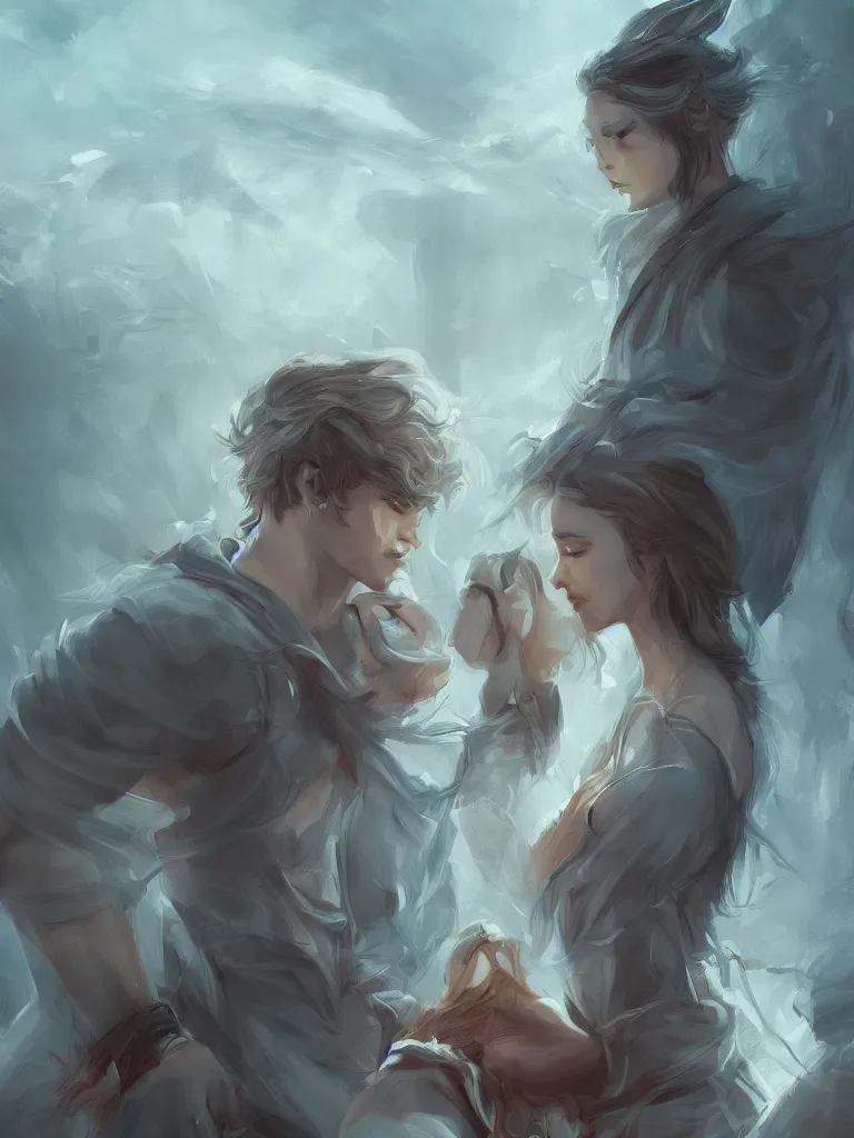 Prompt: book cover of the sappiest romance novel ever written, digital painting, concept art, sharp focus, smooth, artstation, illustration