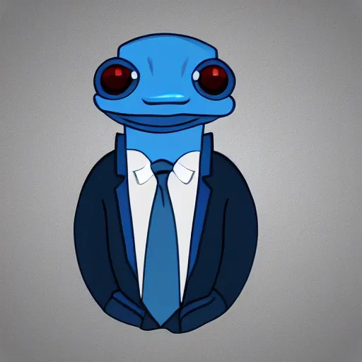 Prompt: blue salamander in a grey tuxedo, character icon