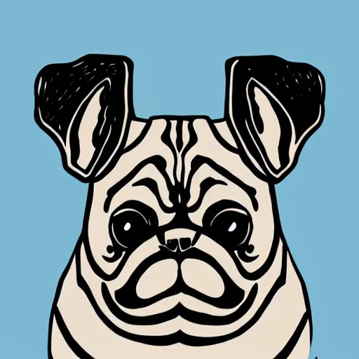 Prompt: mcbess illustration of a cute pug