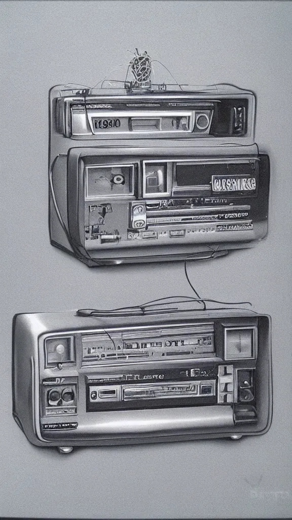 Image similar to 1 9 8 0 s airbrush surrealism illustration of a radio by dennis magdich