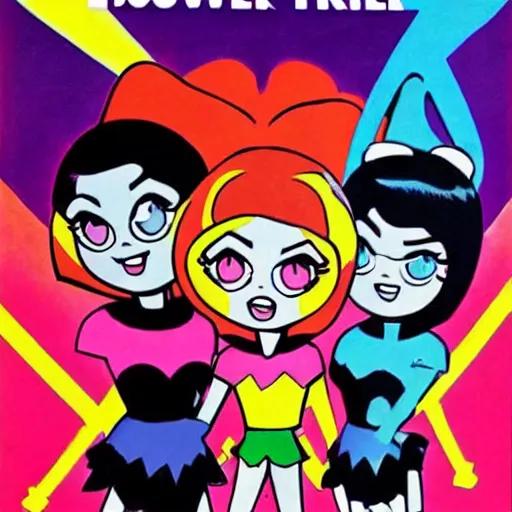 Image similar to power puff girls, by jack kirby