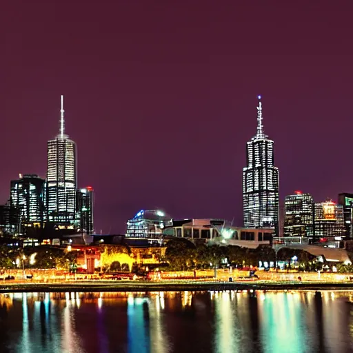 Prompt: melbourne at night