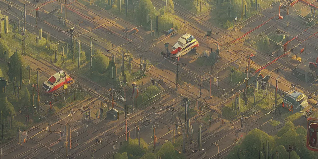 Image similar to a miniature world by simon stalenhag