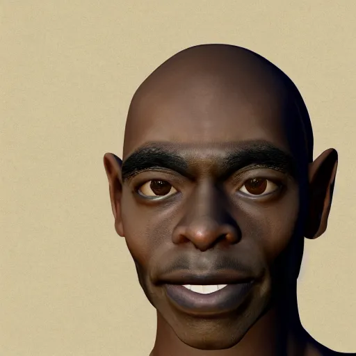 Image similar to a black person with crust on his face and goblin feet, super detailed, 4 k, realistic