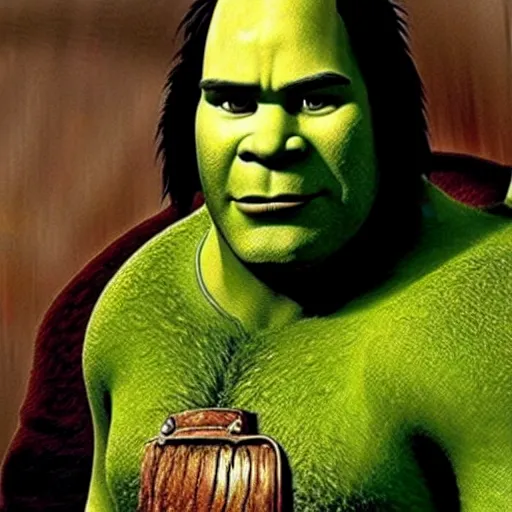 Image similar to keanu reeves shrek hybrid