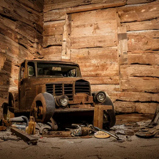 Prompt: Mineshaft, abandoned, flashlight, dust, old wood, rust, darkness , EOS-1D, f/1.4, ISO 200, 1/160s, 8K, RAW, unedited, symmetrical balance, in-frame