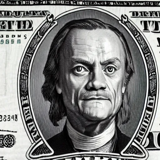 Image similar to dollar bill with donald tusk face inside