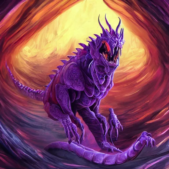 Image similar to inside a dragon's cavernous stomach, the walls purple, acid pooling inside, food pov, micro pov, prey pov, vore, dragon vore, digital art, pov furry art, anthro art, furry, warframe art, high quality, 8k 3D realistic, macro art, micro art, dragon art, Furaffinity, Deviantart, Eka's Portal, G6