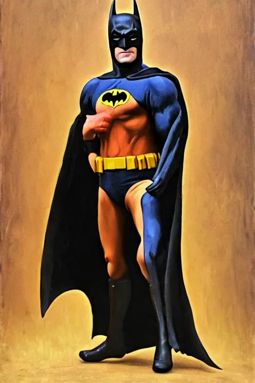 Image similar to painting of batman hot toys'sideshow painting the style of leonardo da vinci