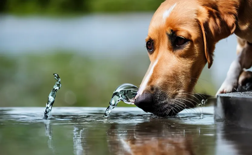 Image similar to a dog drinking water