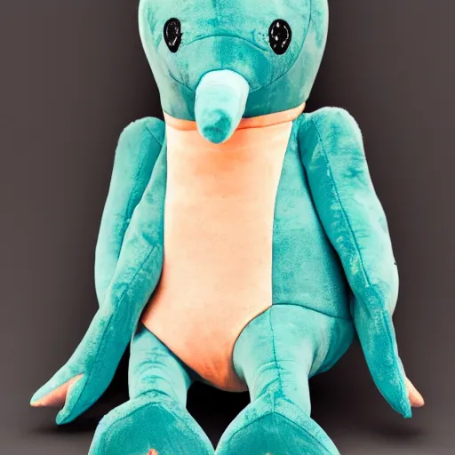 Image similar to a happy dolphin, plush doll, 8k