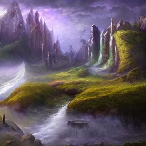 Prompt: mystical fantasy landscape, realistic