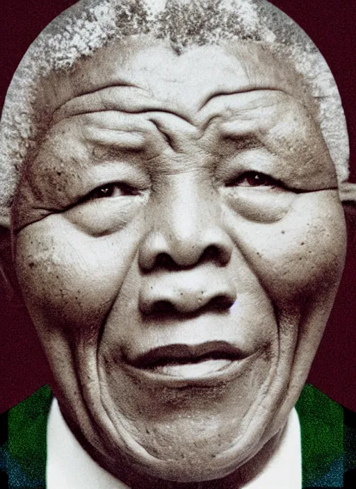 Image similar to creepy Mandela catalogue pictures, old and damaged, static and blurry photorealistic digital art