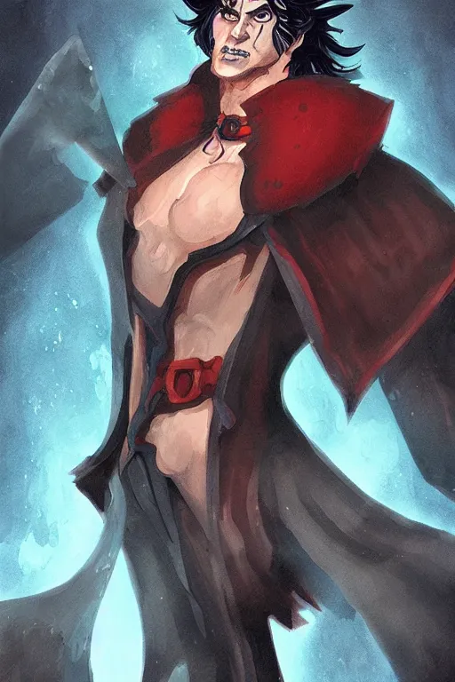 Image similar to an in game portrait of zagreus from hades, art by jen zee.