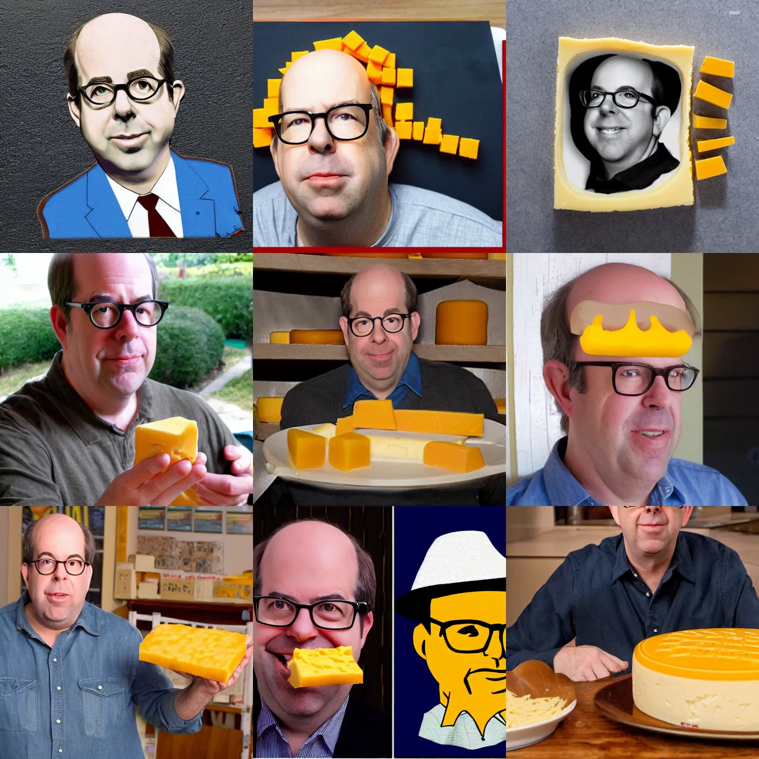 Prompt: stephen tobolowsky made out of cheese