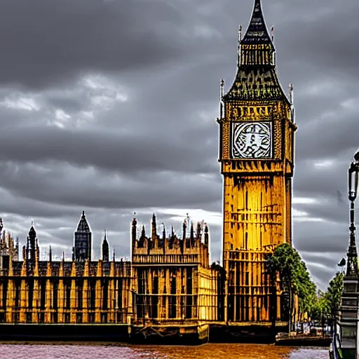 Image similar to the Big ben in London is watching with it's one large eye on the time