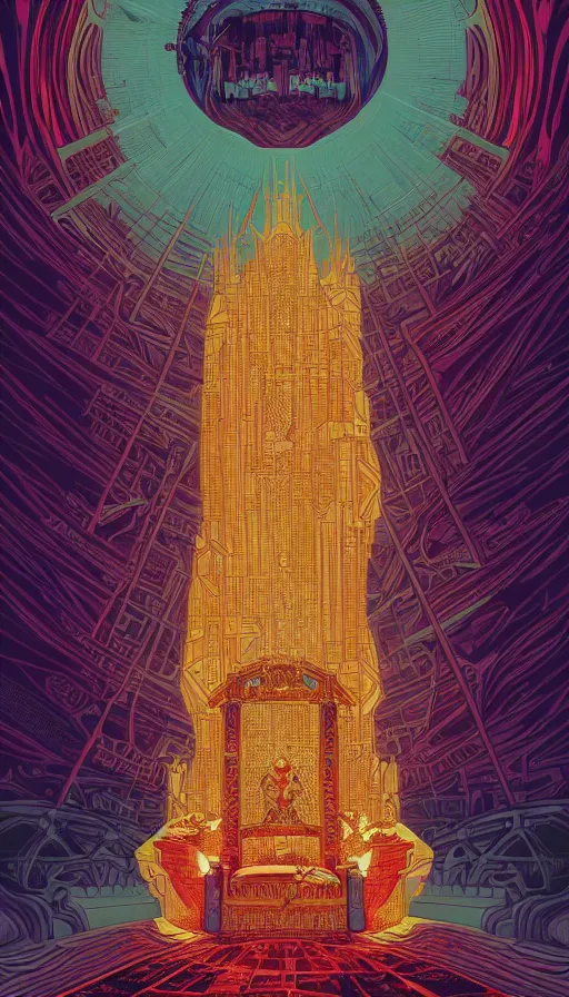 Prompt: throne of the antichrist, futurism, dan mumford, victo ngai, kilian eng, da vinci, josan gonzalez