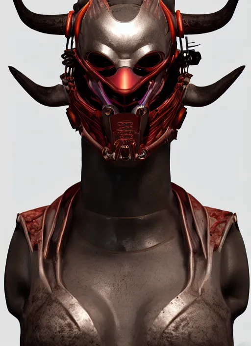 Prompt: 3 d render of a demon cyberpunk mask, au naturel, hyper detailed, digital art, trending in artstation, cinematic lighting, studio quality, smooth render, unreal engine 5 rendered, octane rendered, art style by klimt and nixeu and ian sprigger and wlop and krenz cushart riot arcane overwatch