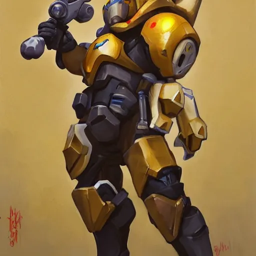 Image similar to greg manchess portrait painting of partially armored pikachu as overwatch character, medium shot, asymmetrical, profile picture, organic painting, sunny day, matte painting, bold shapes, hard edges, street art, trending on artstation, by huang guangjian and gil elvgren and sachin teng