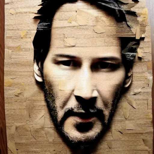 Prompt: keanu reaves made of leaves