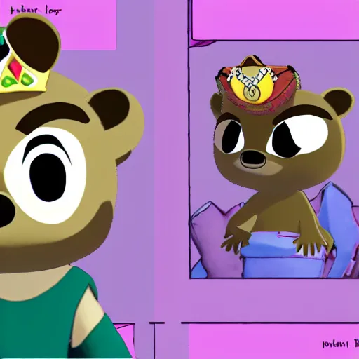 Prompt: Tom nook dressed as a princess