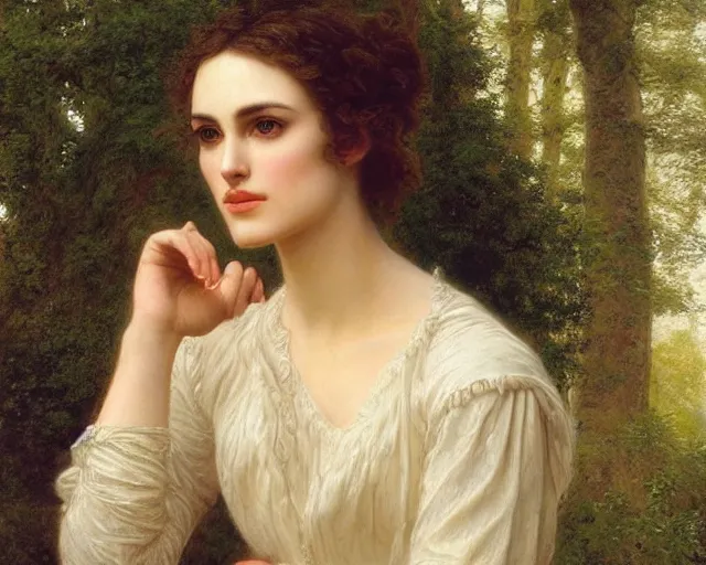 Image similar to portrait en buste of winona ryder kiera knightley in repose by Hughes Merle, by Pierre Auguste Cot, perfect detailed eyes, realistic fabric, abundant detail, winona ryder