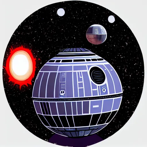 Image similar to Star wars death star in Kurzgesagt art style