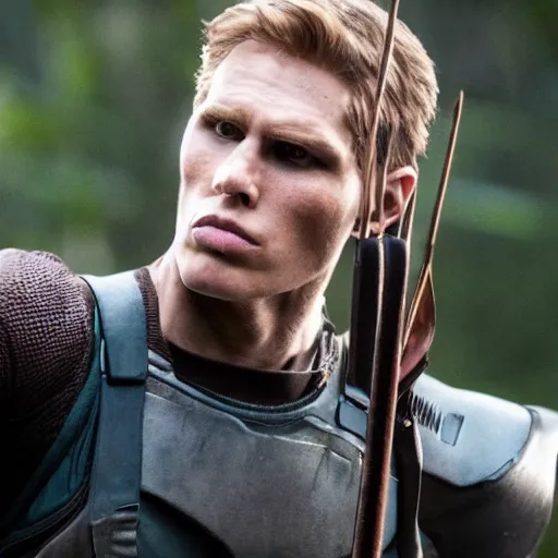 Prompt: Live Action Still of Jerma in The Hunger Games, real life, hyperrealistic, ultra realistic, realistic, highly detailed, epic, HD quality, 8k resolution, body and headshot, film still