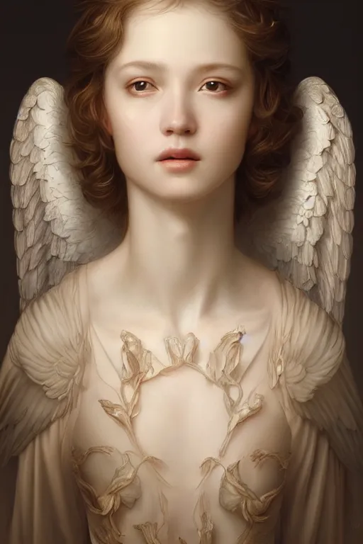 Image similar to a masterpiece ultrarealistic ultradetailed portrait of a very beautiful angel, baroque renaissance. medium shot, intricate, elegant, by stanley artgerm lau, wlop, rossdraws, james jean, andrei riabovitchev, marc simonetti, light by julie bell, porcelain skin. global illumination. vfx