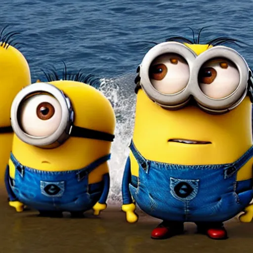 Prompt: minions on the sinking titanic