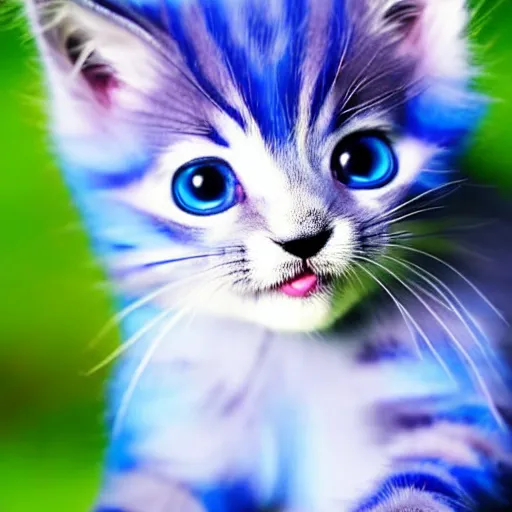 Prompt: cute furry blue kitten