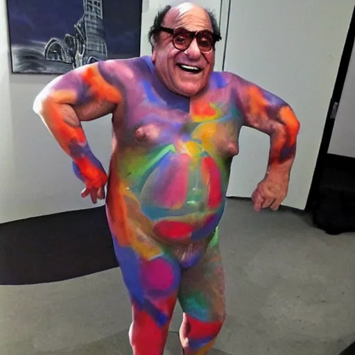 Image similar to danny devito in full body paint