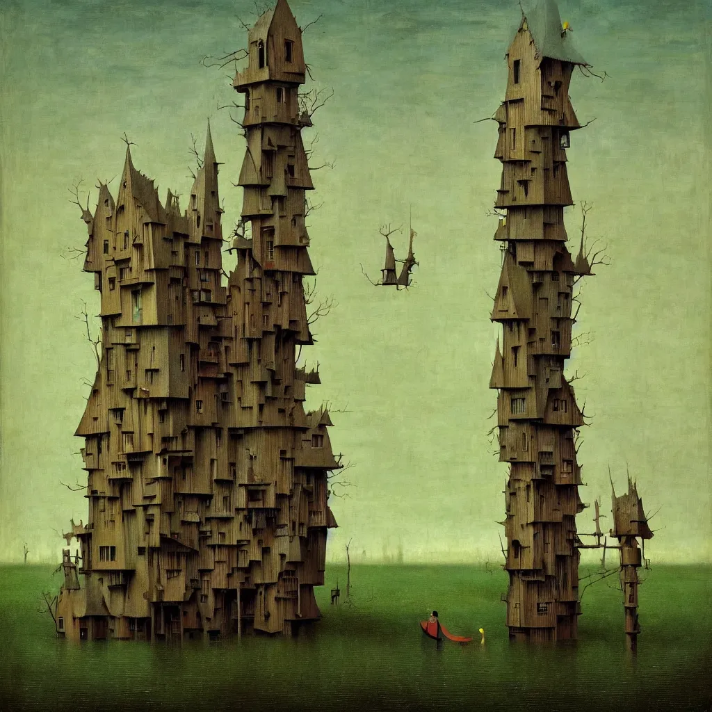 Prompt: single flooded simple wooden tower, very coherent and colorful high contrast ultradetailed photorealistic masterpiece by franz sedlacek hieronymus bosch gediminas pranckevicius dean ellis simon stalenhag rene magritte, dark shadows, sunny day, hard lighting